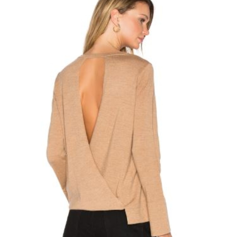 BCBG Max Azria camel backless sweater